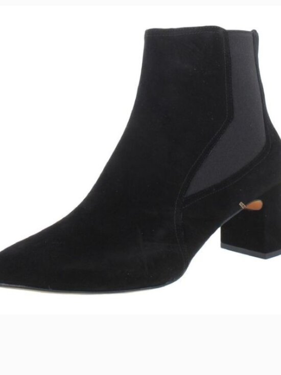 Cole Haan Etta Almond‑Toe Block Heel Ankle Bootie Black Suede Size 9 NWT - Picture 2 of 6